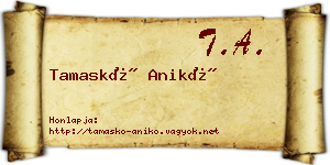 Tamaskó Anikó névjegykártya